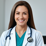 **

"A professional female doctor in a clean, modern hospital office, fully clothed in a modest lab coat and scrubs, appropriate attire, smiling gently, safe for work, perfect anatomy, correct proportions, natural pose, professional medical photography, high quality, family-friendly."

**