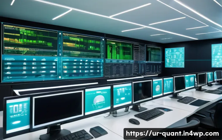양자 보안 기술의 활용 가능성과 한계 - A futuristic digital security control room in a high-tech financial institution in Pakistan, featuri...